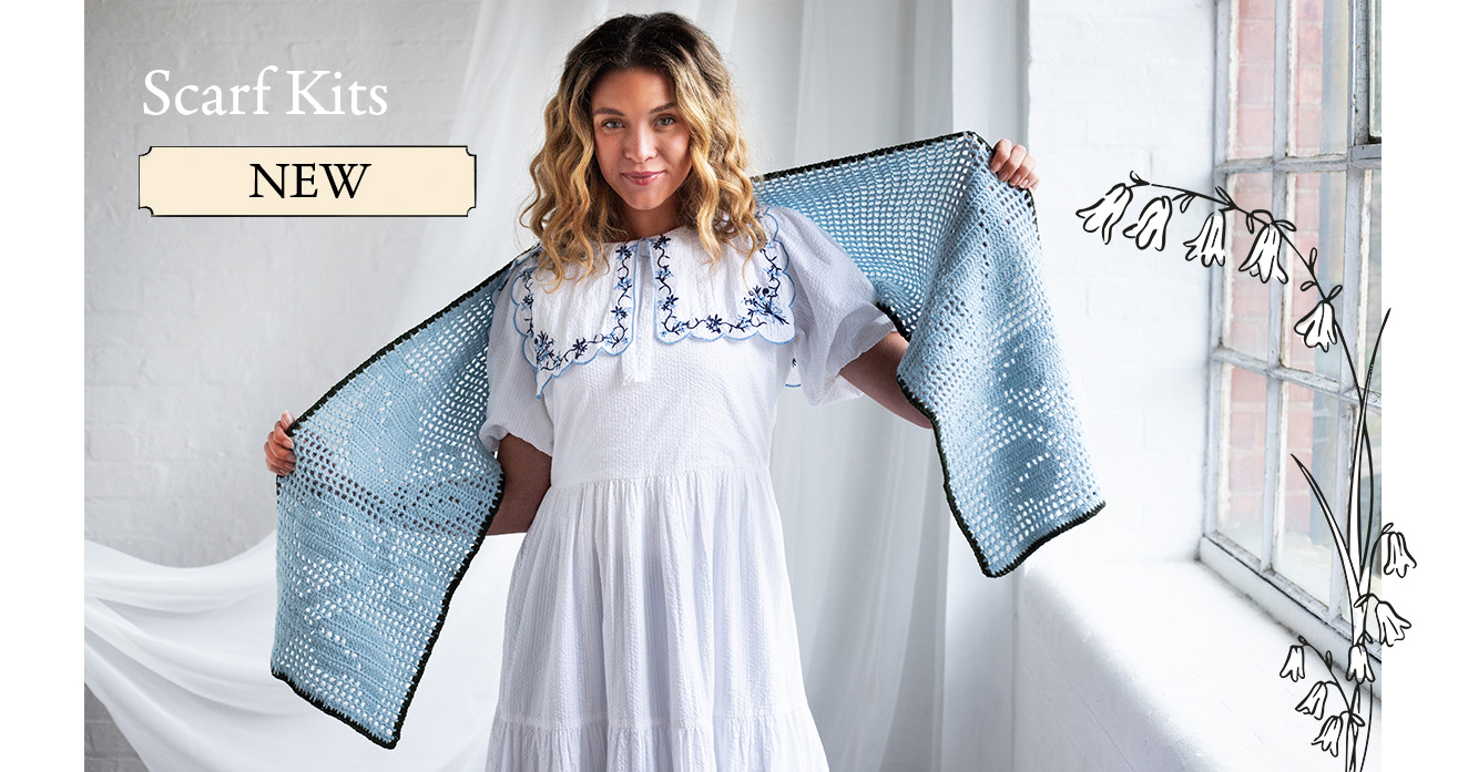 Scarf kits crochet patterns flower spring 2026